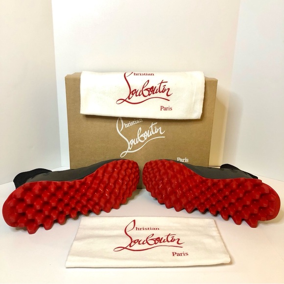 Christian Louboutin Paris - Sharky Sock Uomo Plat Black Men’s Size 12 US / 45 EU - Picture 2 of 16